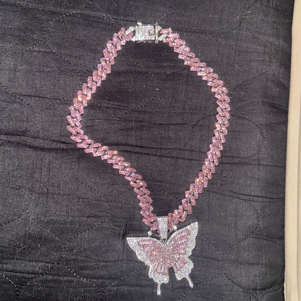 Elegant Pink Butterfly Necklace- Fashion Jewelry - Picture 12 of 12